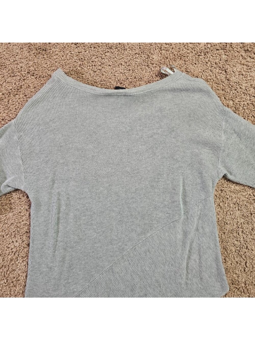 Lane Bryant Pullover Top Womens 14/16 Gray Ribbed Asymmetrical Hem 3/4 Sleeve - Picture 9 of 11